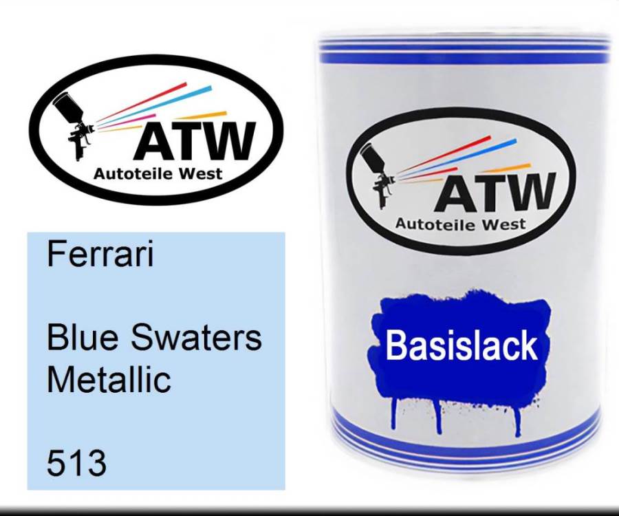 Ferrari, Blue Swaters Metallic, 513: 500ml Lackdose, von ATW Autoteile West.